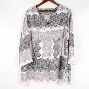 Violet & Claire Boho Tunic Top Pink Black Top Size 1X